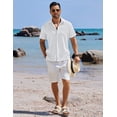 thumbnail image 3 of COOFANDY Men Hippie Beach T-Shirts Band Collar Henley Shirt Summer Resort Wear, 3 of 8