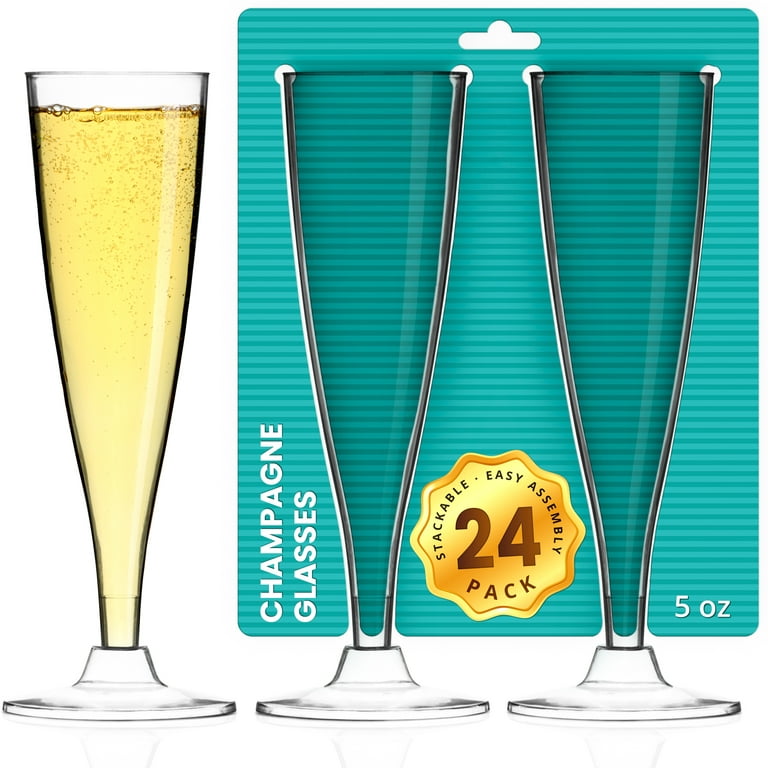 DecorRack 24 Plastic Champagne Flutes, 5 oz 