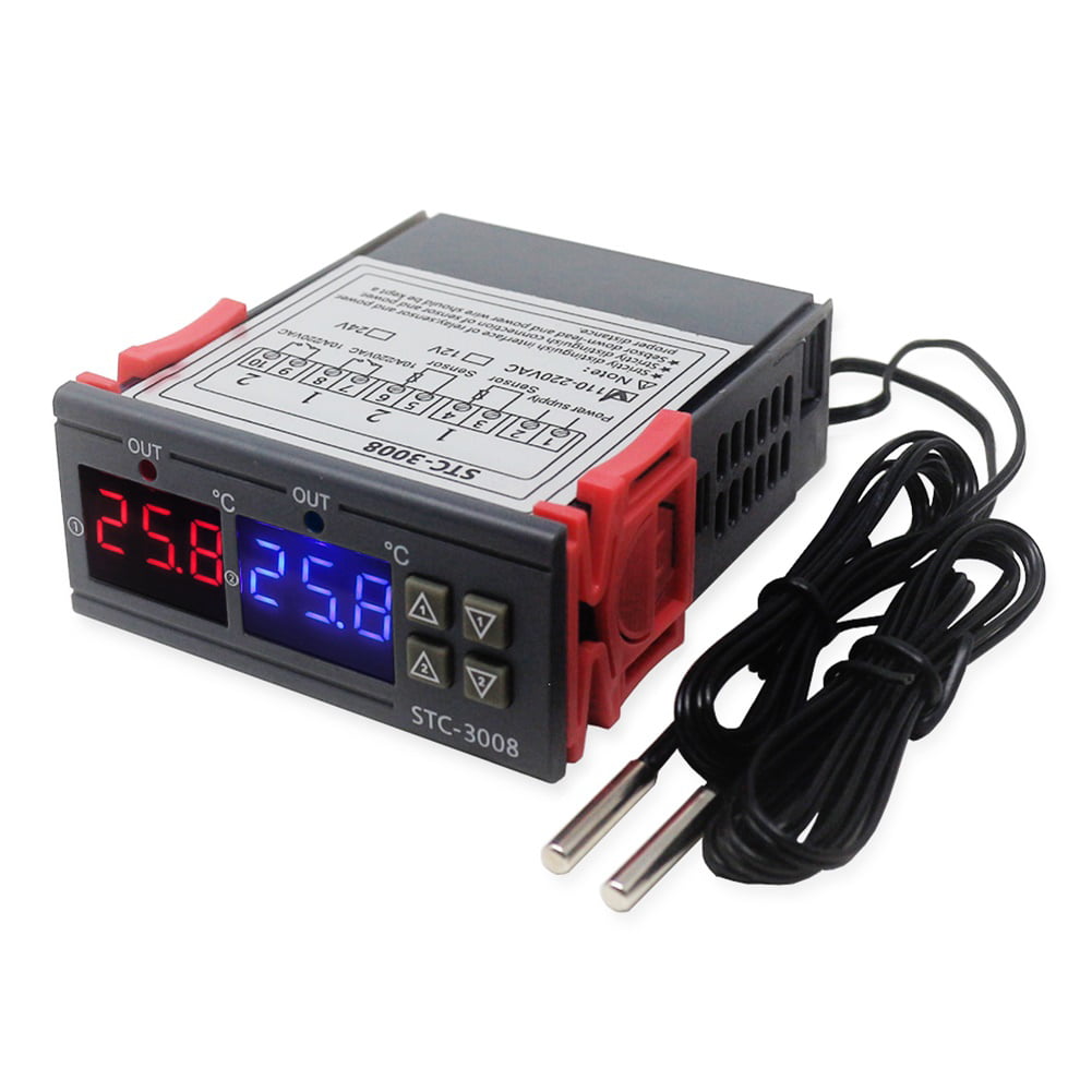 EG_ STC-3008 DC 12/24V AC 220V Dual Digital Electronic Temperature Controller Se 