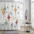 thumbnail image 3 of Colorful Stars Shower Curtain, Vintage Red Green Yellow Star Shiny Diamonds Waterproof Shower Curtain Set with 12 Hooks Lightweight Bath Curtains Fabric Bathroom Decor 60x72 Inches, 3 of 9