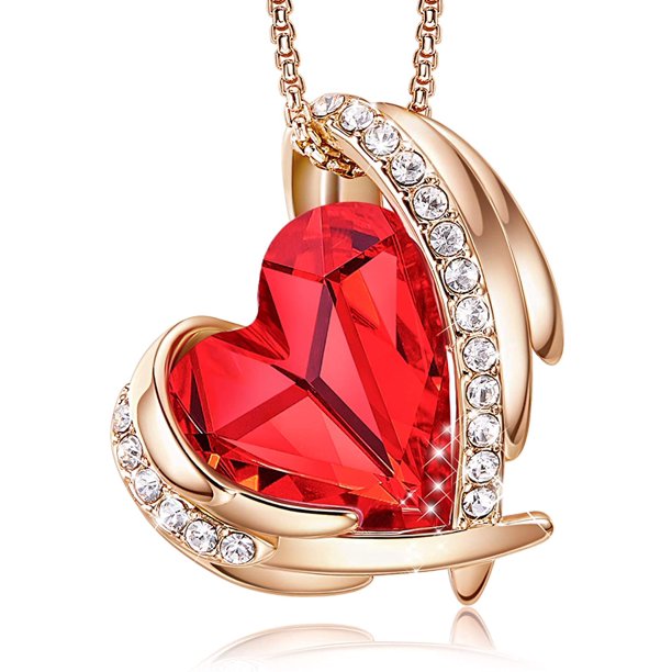 Collares con colgante de corazón de amor para mujer, tono plateado, tono oro rosa, cristales, piedra natal, día de San Valentín, joyería, regalos para mujer, fiesta, día de aniversario, cumpleaños Ormromra WRMH-201-2