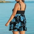 thumbnail image 4 of CaComMARK PI Clearance Plus Size Swimsuit for Women 2025 Spring Summer Sleeveless Florals Printed Swimdress Boyshorts Two Piece Swimsuit Set Blue XXL, 4 of 5