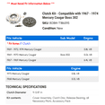 thumbnail image 2 of Clutch Kit - Compatible with 1967 - 1974 Mercury Cougar Boss 302 1968 1969 1970 1971 1972 1973, 2 of 2