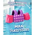thumbnail image 6 of HeySplash Swim Vest with Adjustable Strap，Fit 30-44 Lbs Kids,Arm Floaties Water Wing Children Learn to Swim, Puddle Sea Beach Jumper，Purple Check Pattern, 6 of 7