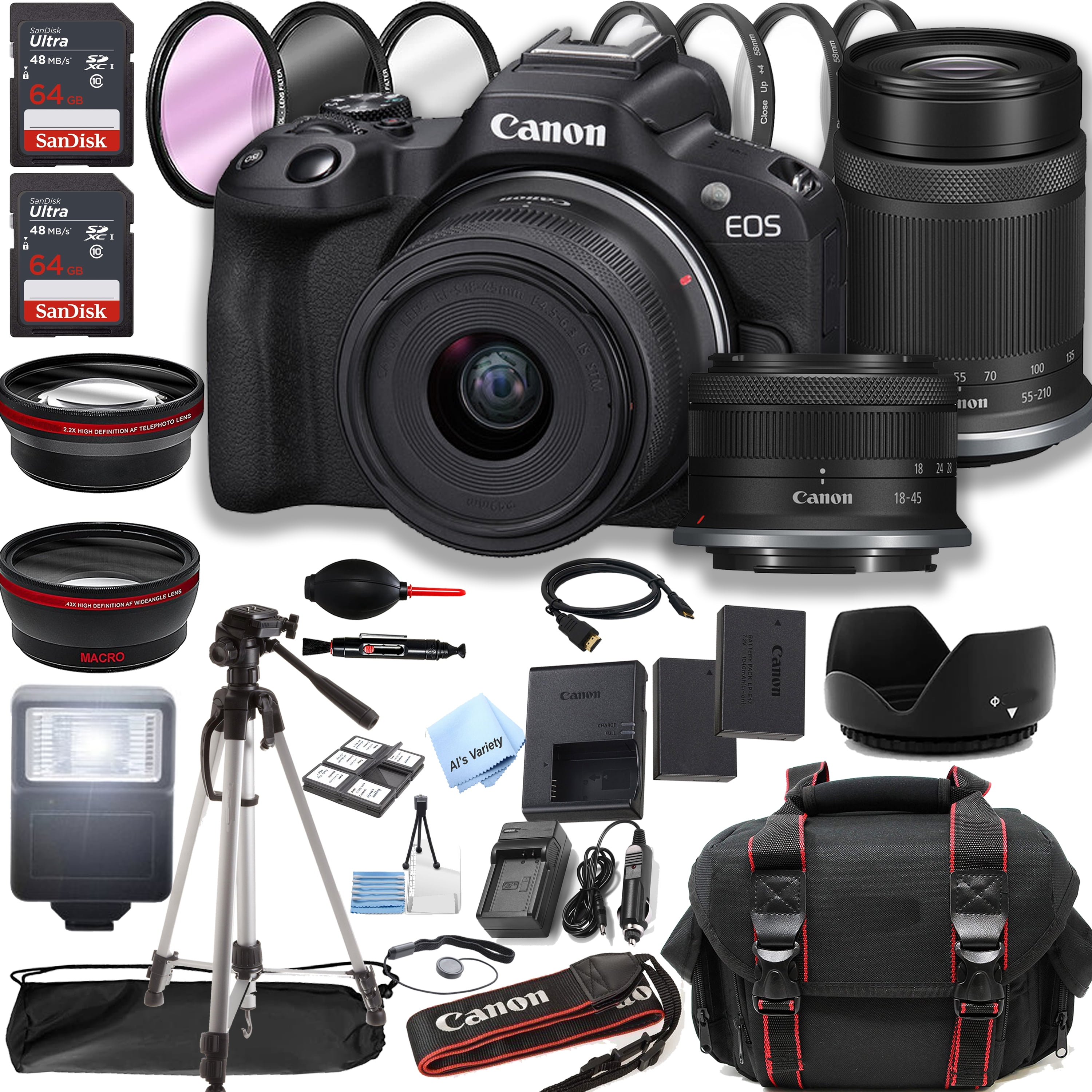 Canon EOS R50 Mirrorless Camera with 18-45mm and 55-210mm Lenses ...