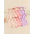 thumbnail image 4 of Aojekbee Baby Girls Summer 2 Piece Solid Color Bandage Sleeveless Camisole Tops and Elastic Shorts Set Fashion Cute Clothes, 4 of 10