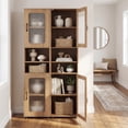 thumbnail image 5 of Costway Bathroom Cabinet, Slim Floor Storage Cabinet with 2 Fluted Doors,4 Rubber Feet Natural, 5 of 10