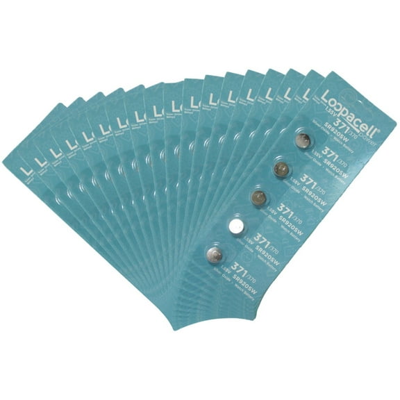LOOPACELL 100 Pack 371 Watch Electronics Batteries 1.55 Volt Silver Oxide Coin Button Wholesale Pack