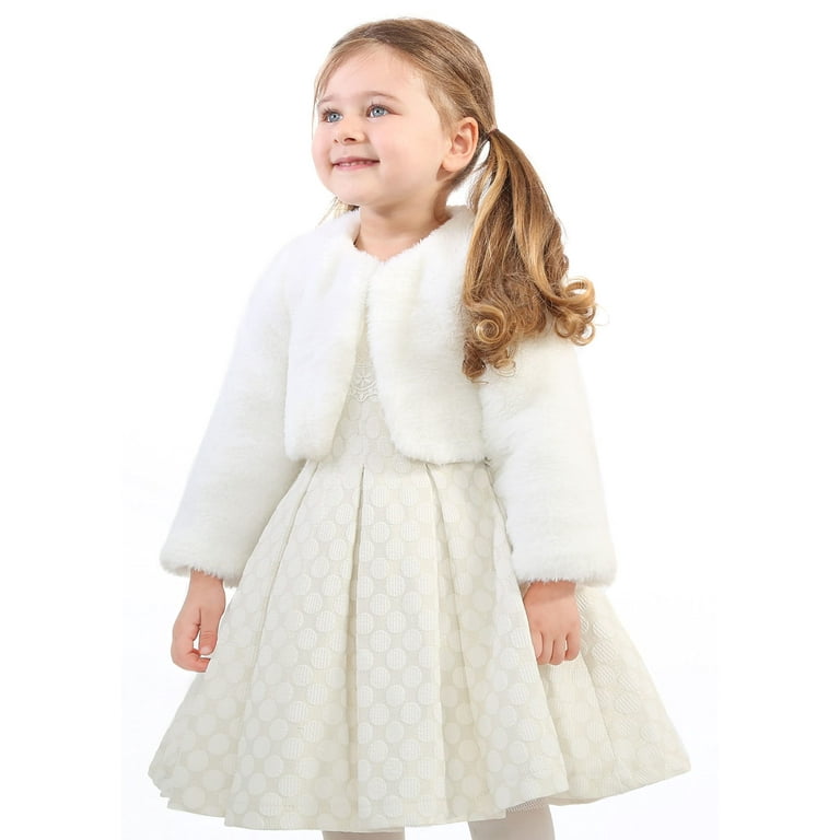 Lilax Girls Cozy Faux Fur Bolero Jacket Shrug 3T White Walmart