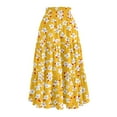 thumbnail image 5 of Yucgh Women's Tiered Flowy Floral Skirt with Drawstring High Waist, Pleated Midi Beach Skirt, Lightweight Summer Long Casual Skirt,Yellow,XL, 5 of 5