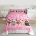 thumbnail image 2 of Homewish Kawaii Xmas Cat Full Size Comforter Sets for Teens, Cartoon Kitten Animal Bedding Comforter Set, Princess Pink Christmas Reversible Bedding Sets, Ultra Soft Bedroom Decor, 3-Piece, 2 of 8