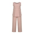 thumbnail image 4 of Summer Outfits for Women 2024 Trendy Two Piece Summer Outfits for Women Clothing Set Female Round Neck Sleeveless Tops Pants Sets Casual Pant Style S_1023 Women's Tracksuits Pinks 4XL, 4 of 8