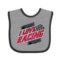 Inktastic I Love Racing with Tire Marks Boys or Girls Baby Bib