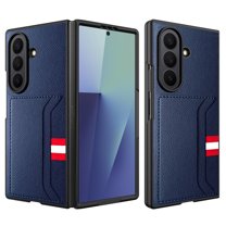 Dteck for Samsung Galaxy Z Fold 7 Case with Built-in Screen Protector, Slim Fit for Samsung Z Fold 7 Wallet Case with Card Holder, PU Leather Hard PC Shell Protective Phone Cover for Z Fold 7,Blue