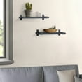 thumbnail image 6 of Lavievert Floating Shelves Wall Mounted Set of 2, Rustic Wood Wall Storage Shelves for Bedroom, Living Room, Bathroom, Kitchen, Office - Black, 6 of 7