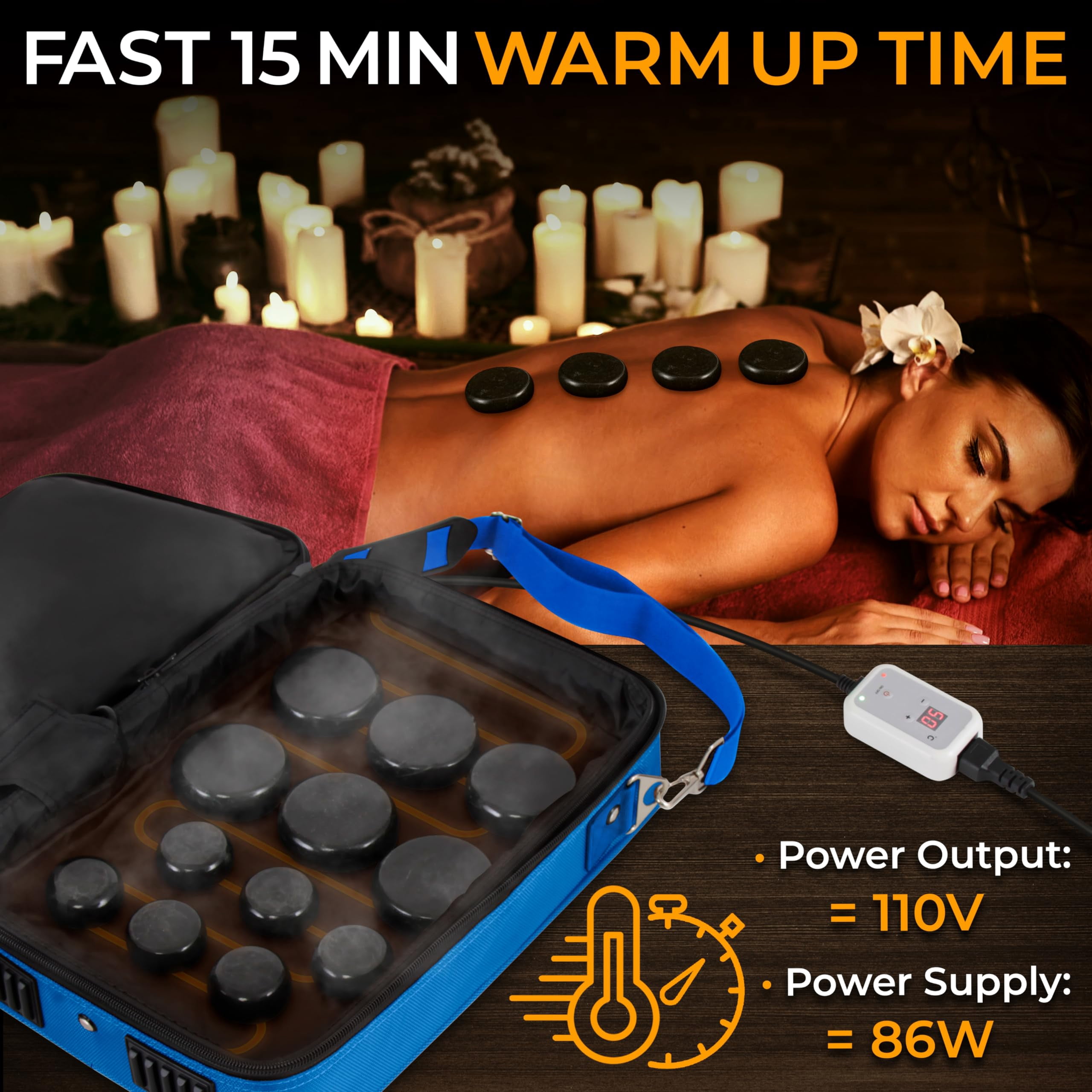 SereneLife PSLMSGST40 Hot Stone Massage Kit with 12 Stones