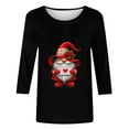 thumbnail image 5 of Feancey Womens Valentines Day Plus Size Tops Loose Fit Dressy Casual 3/4 Sleeve Blouse Cute Gnome Printed Tunic Tees Spring Trendy Going Out T-Shirts Black 4XL, 5 of 6