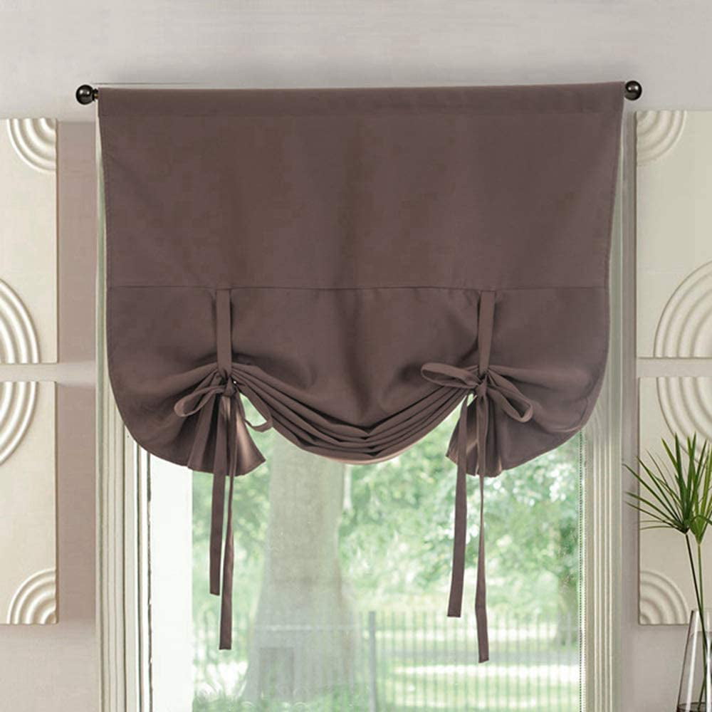 Ava Blackout Weave Curtains Rod Pocket Tie Up Shade for Small Window 