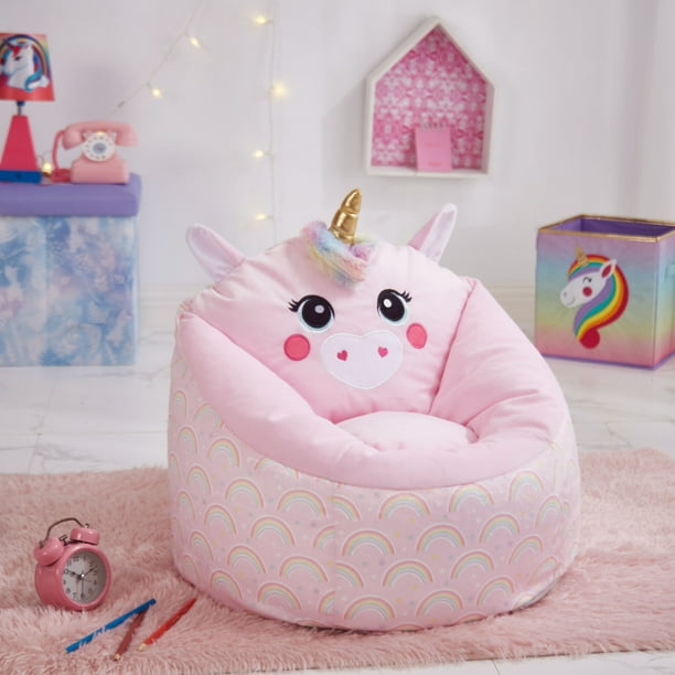 Unicorn Round Figural Kids Bean Bag Chair - Walmart.com - Walmart.com