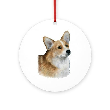 CafePress - Dog 89 Corgi -  Round Wood Ornament 4"