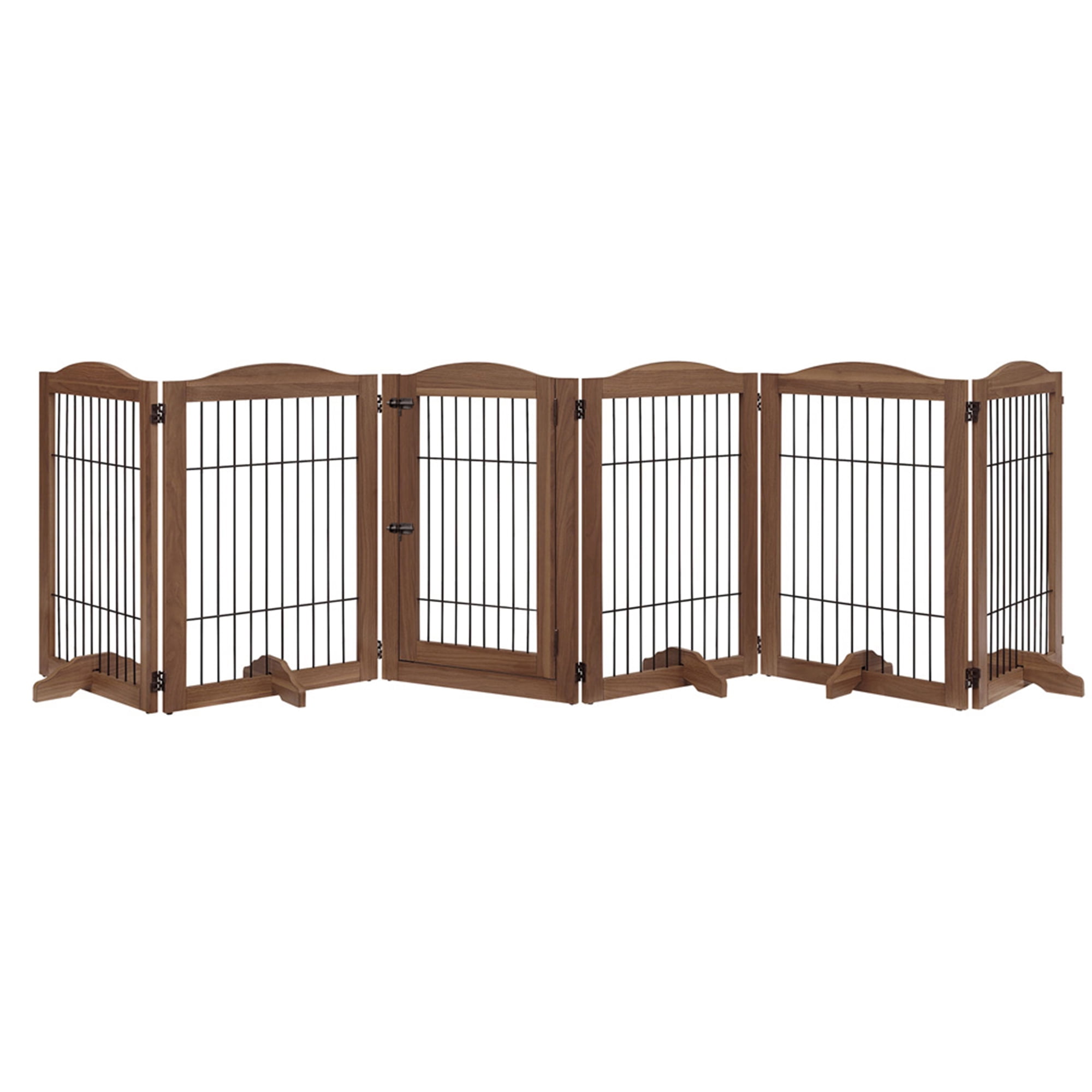 Unipaws Extra Wide Freestanding Dog Gate, 6 Panels Pet Gates with 5 Support Feet