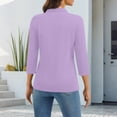 thumbnail image 4 of Qwertyu Women's Polo Shirts 3/4 Sleeve Cotton Collared T Shirt Golf Shirt Business Casual Tee Uniform Tops 3-Button Light Purple 2XL, 4 of 5