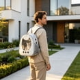 thumbnail image 3 of Cat Carrier Backpack, Pet Carrier Backpack Front Pack for Cat Puppy Dog Carrier Backpack Bag Space Capsule, Pet Carrier for Travel Hiking Camping White#, 3 of 4