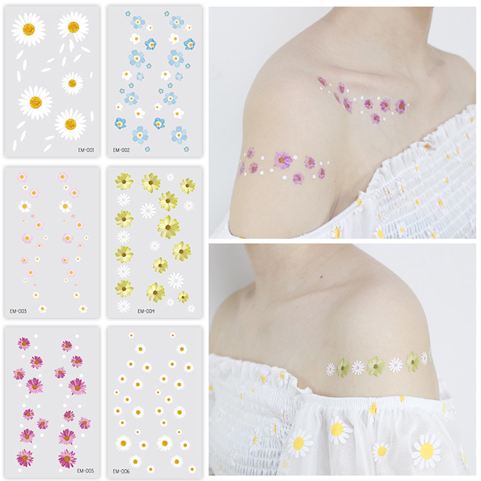 GoFJ 3Pcs Body Tattoo Ultra Thin Removable Paper Fake Body Chrysanthemum  Tattoo for Collarbone - Walmart.com
