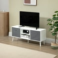 thumbnail image 2 of HOMCOM Meuble Télé avec Étagères, Tiroirs pour Salon, Blanc, 2 of 10