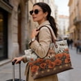 thumbnail image 2 of ZUXONGSY Fox Pansy Bee Print Tote Bag for Women Large Capacity Top Handle Bag Waterproof Satchel Handbags with Zipper for Shopping Work, 2 of 6