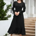 thumbnail image 2 of PuLe Long Sleeve Dress for Women Fall Women's Boho Cocktail Maxi Dress 2024 Spring Summer V Neck Swiss Dot Long Sleeve Flowy Slit Wedding Party Dresses ﻿, 2 of 5