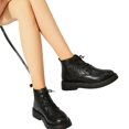thumbnail image 4 of Combat Boots Ankle Booties Lace-up Platform Side Zipper Lug Sole Boots Ankle Boots for Women, 4 of 6