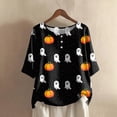 thumbnail image 2 of Godom Halloween Shirts for Women Ghost Graphic Button Oversized T Shirt Short Sleeve Tees Tops, 2 of 7
