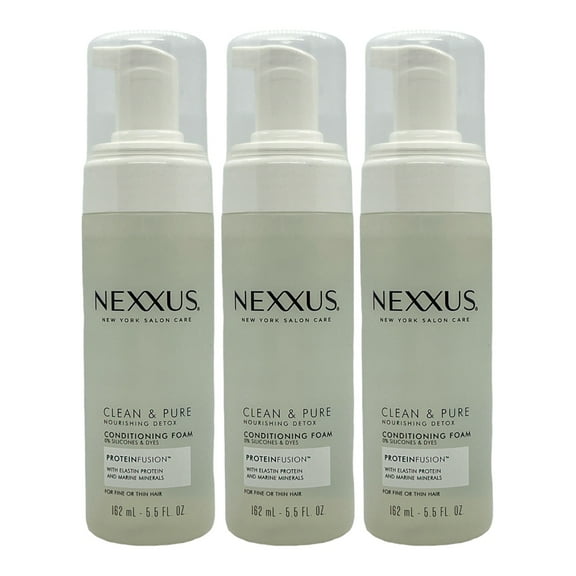 Nexxus Clean & Pure with ProteinFusion Conditioning Hair Foam 5.5 Oz (Pack of 3)
