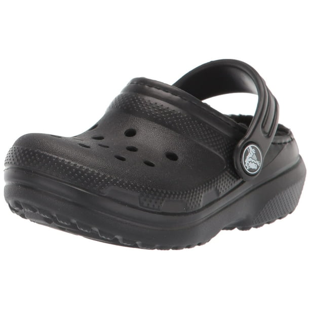 Zuecos Crocs Classic con forro para niños, negros, sin cordones, talla 6
