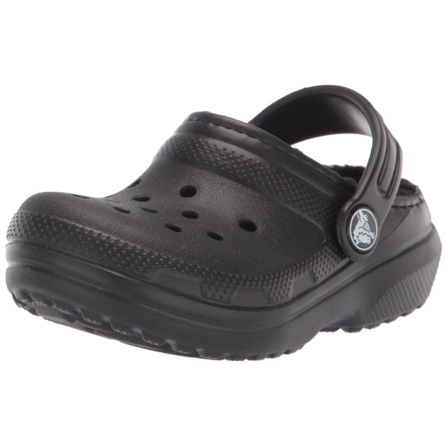 Zuecos Crocs Classic con forro para niños, negros, sin cordones, talla 6