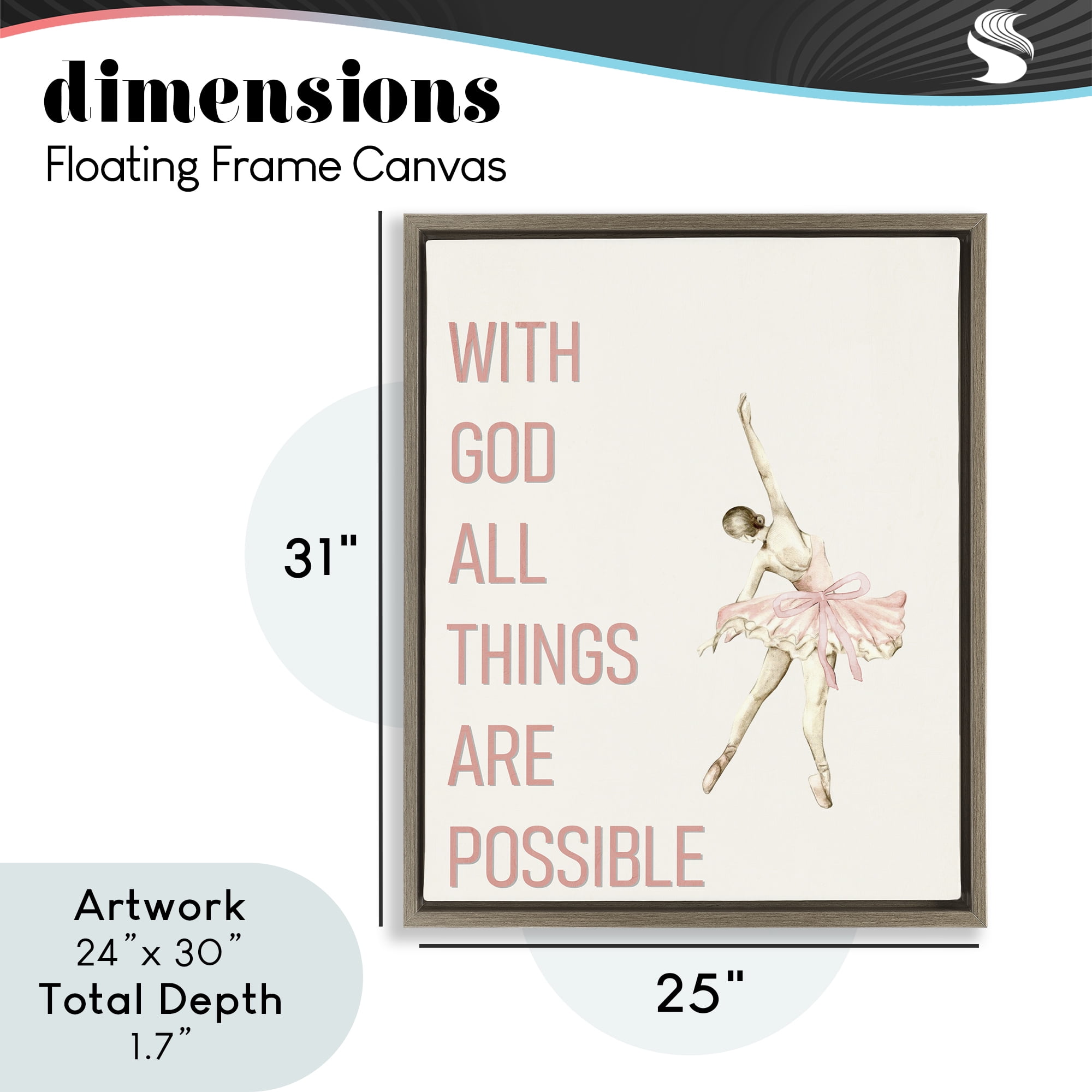 All Things Possible Ballerina Brown Framed Floater Canvas Wall Art, design by Kim Allen