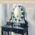 thumbnail image 4 of Coiffeuse Moderne avec Miroir Ovale et Tabouret, Ensemble de Table de Maquillage avec Miroir à 3 Modes d'Éclairage avec 5 Tiroirs de Rangement, Tabouret pour Chambre, 4 of 7