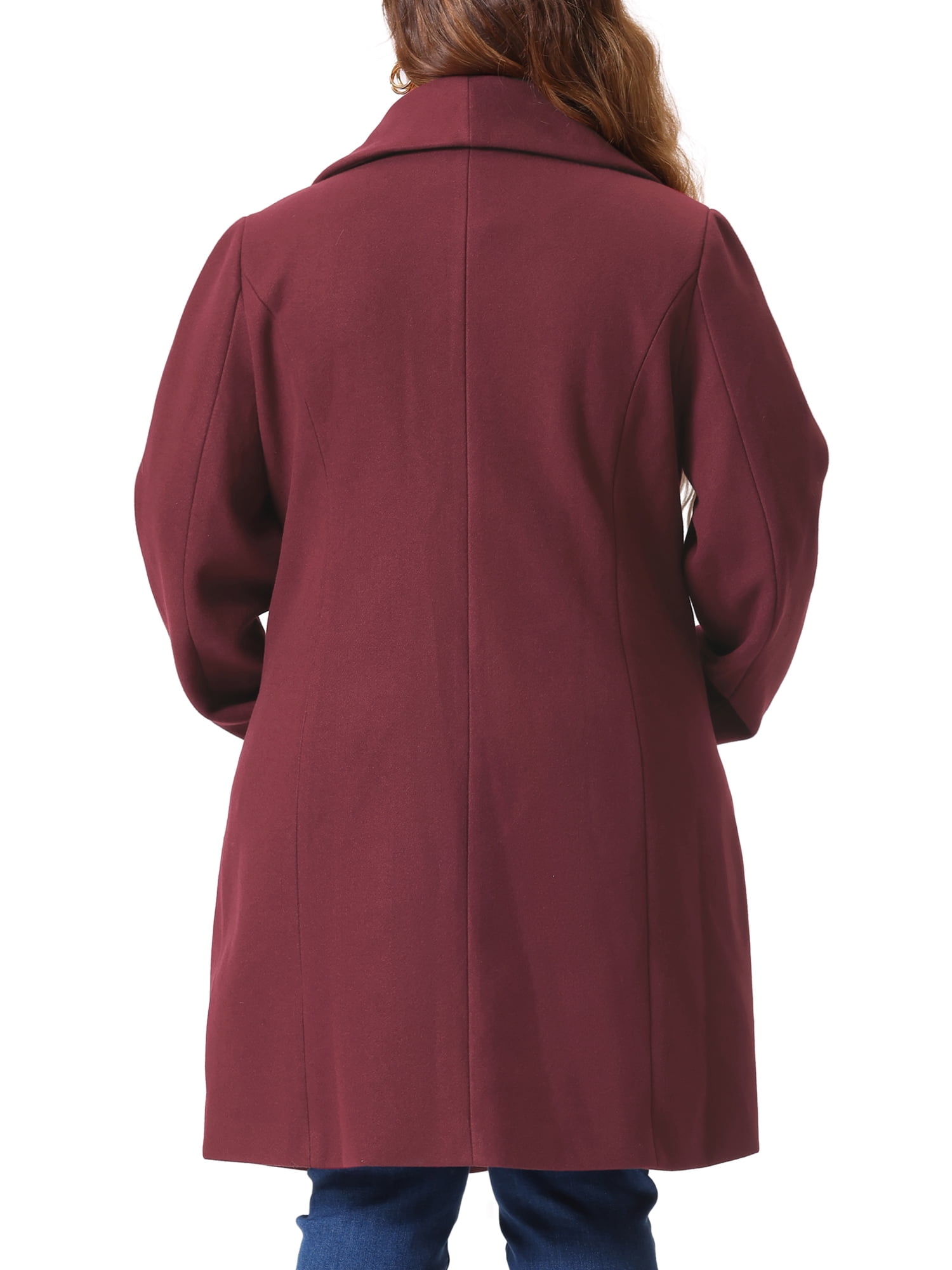 DARING DIVA Women's Plus Size Winter Outerwear Coat with Shawl Collar 3X Burgundy