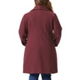 thumbnail image 4 of DARING DIVA Women's Plus Size Winter Outerwear Coat with Shawl Collar 1X Burgundy, 4 of 6