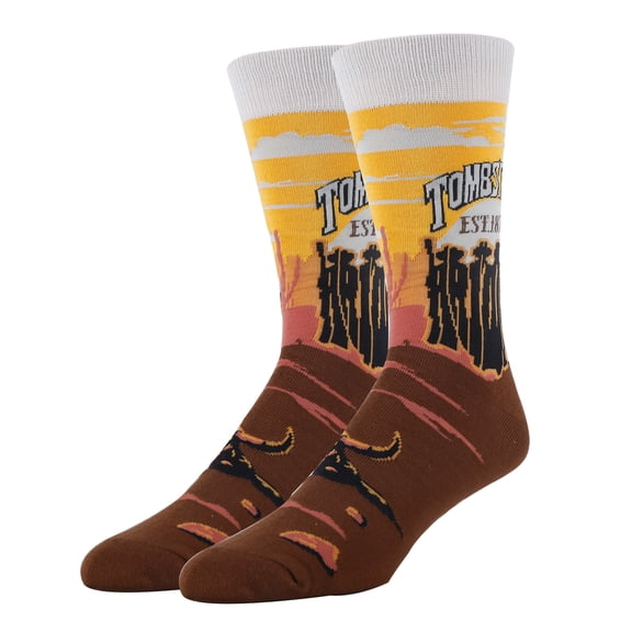 Oooh Yeah Mens Funny Novelty Cotton Crew Socks, Crazy Fun Silly Dress Socks, Tombstone, Size 8-13