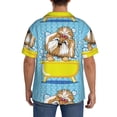 thumbnail image 3 of Gukieu Dog Takes a Bath in the Bathtub Print Men's Short-sleeved Shirts, Button-down Pocket Shirts, T-shirts, Beach Vacation Travel Summer Clothing-Small, 3 of 5