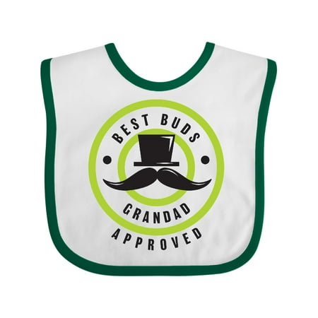 

Inktastic Best Buds Grandad Approved with Tophat and Mustache Gift Baby Boy Bib