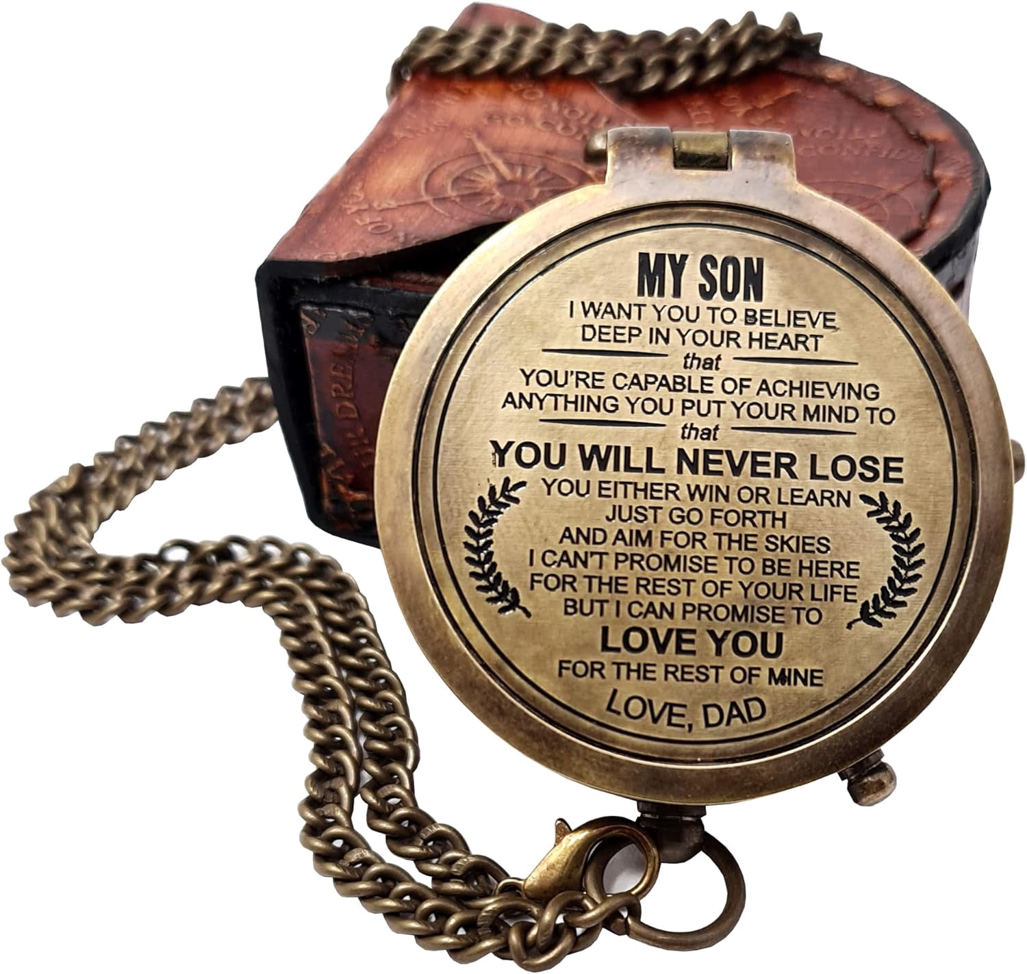 Maritime treasures Instruments Engraved Compass, Customized Brass Compass for Anniversary, Birthday, Graduation Day, Confirmation Gift, Valentine Gift, Parting Gift, Sailor Gift - Father - 3