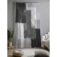 thumbnail image 2 of Sheer Curtains 84 Inches Long, Black Abstract Semi Sheer Curtains Light Filtering Window Treatment, Grey Geometric Oil Painting Vintage Ombre Privacy Voile Drapes for Living Room Bedroom 52x84 Inch, 2 of 7