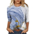 thumbnail image 2 of Idoravan Long Sleeve Shirts for Women Women's Fashion Printed T-shirt 3/4 Sleeves Blouse Round Neck Casual Tops, 2 of 5
