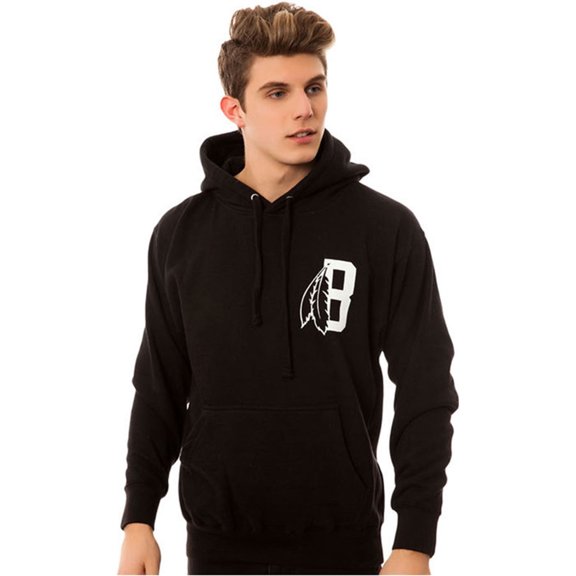 Black Scale Mens The Feather B Logo Hoodie Sweatshirt, Black, Small