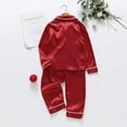 thumbnail image 3 of Family Christmas Pajamas Matching Sets Silk Satin Pajamas PJ's Solid Family Matching Sleepwear Nightwear Pants Set For Women Men Couples Women Men Red, 3 of 5