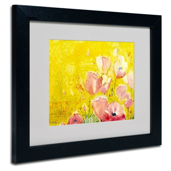Trademark Fine Art "Pink Poppy Field" Canvas Art by Sheila Golden, Black Frame
