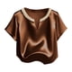 thumbnail image 5 of Eres Más Que Una Camisa de Puntuación de Prueba Moda de Verano de Mujer Color Sólido Casual Cuello en V Top de Manga Corta Mujeres Tops de Verano Casual, 5 of 5